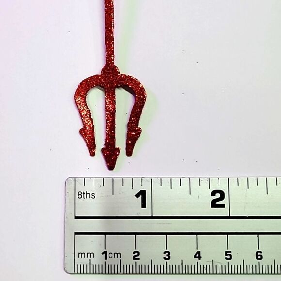 Red Devil Pitchfork Trident Dangle Earrings - Picture 5 of 6